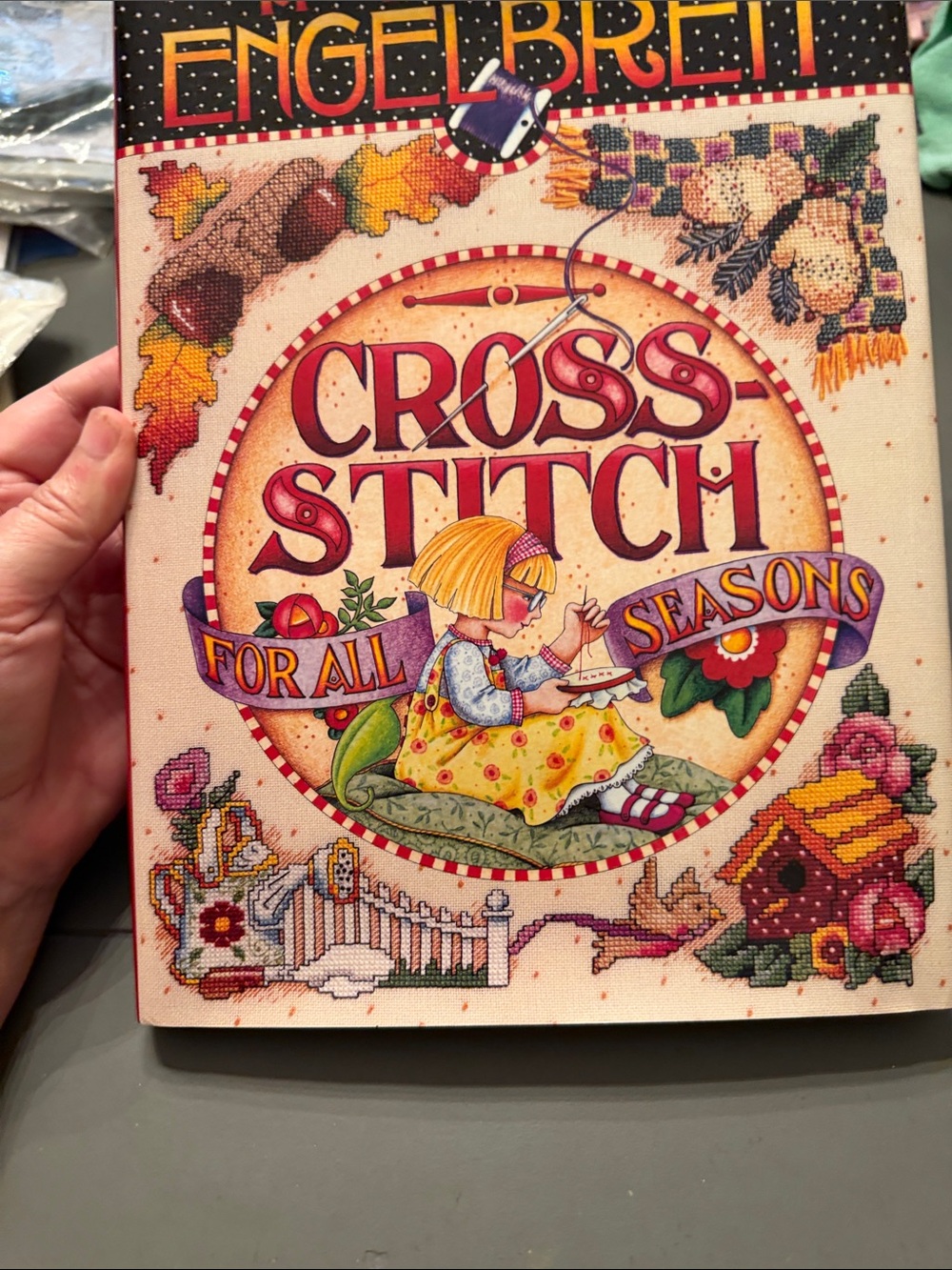 Mary Englebreit cross stitch for all seasons 🐈‍⬛